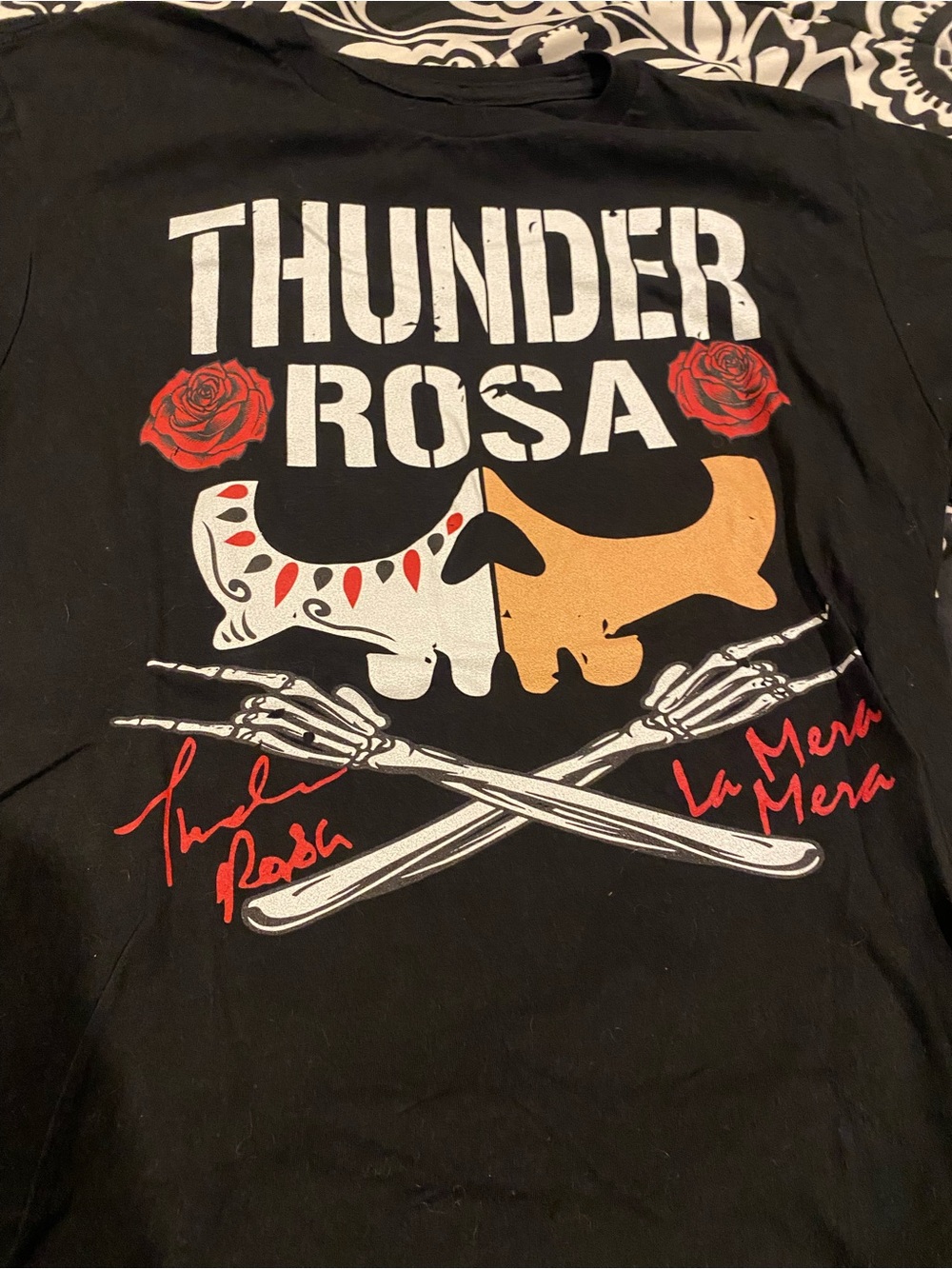 Thunder Rosa Graphic Tee - Black with Red & Gold Accents